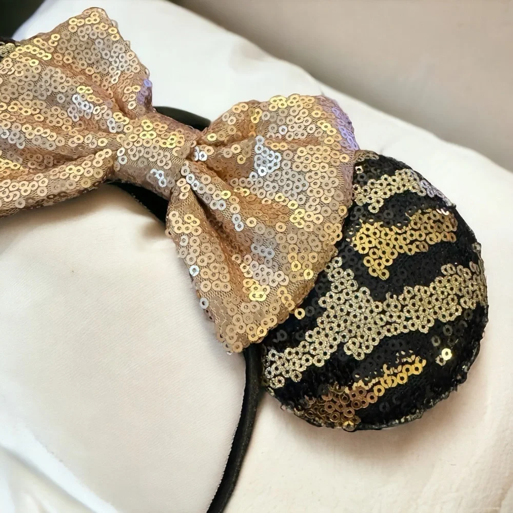 Chic Animal Print Mouse Ears with Sequins & Bow - NEW!